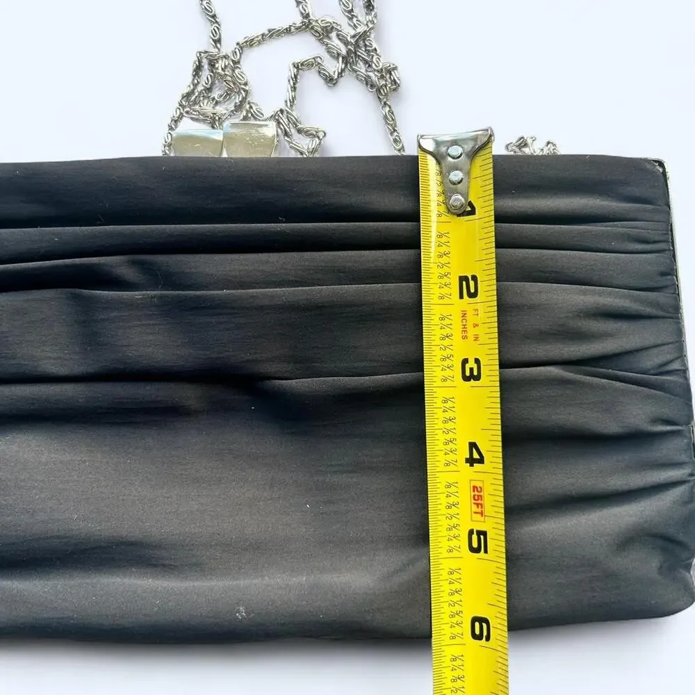 Black‎ satin Lula Townsend Black with silver chain strap EUC